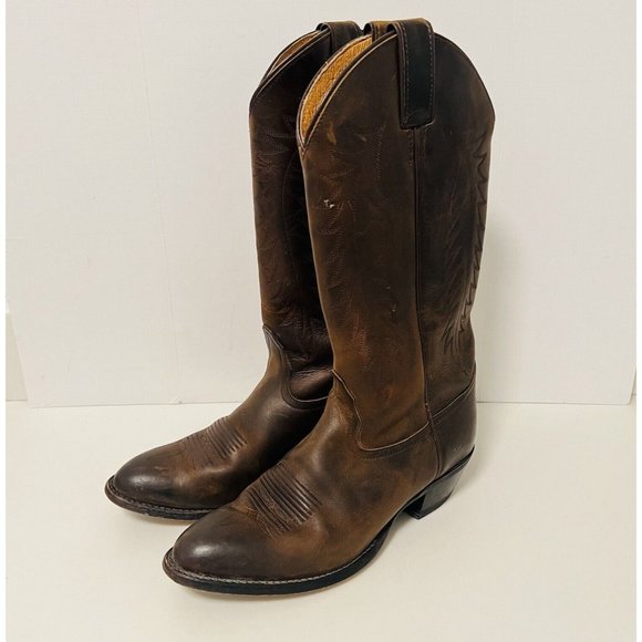 Tony Lama Other - Tony Lama Mens Cowboy Boots Size 7 Brown Leather Western Square Toe Vintage